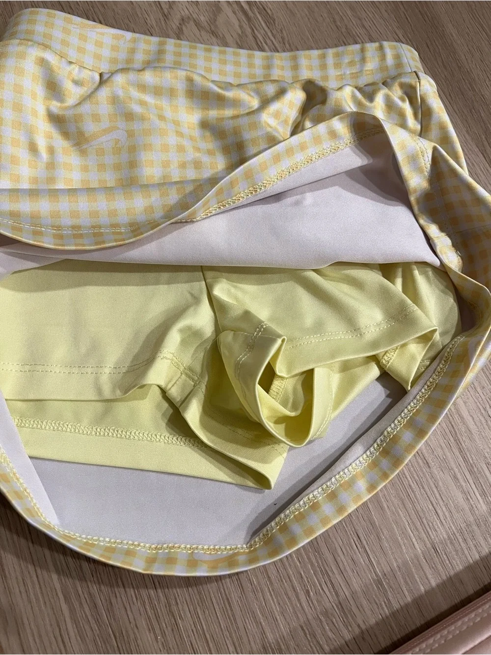 Nike White Tank Top & Yellow Gingham Skort Set - girls size 6x